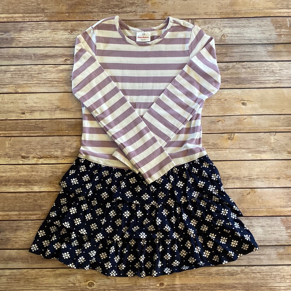 Hanna Andersson Ruffle and Striped Dress. Size 140/Girls Size 10